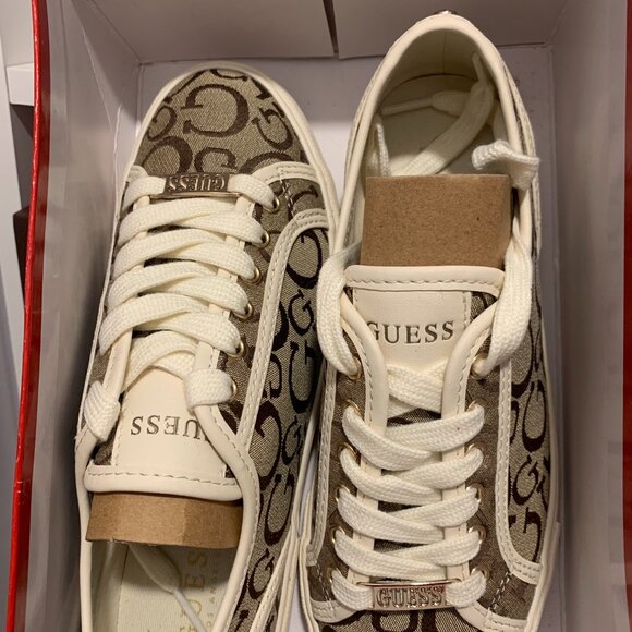 Melya Logo Low-Top Sneakers, Light Brown, Size 7.5 - Picture 2 of 4